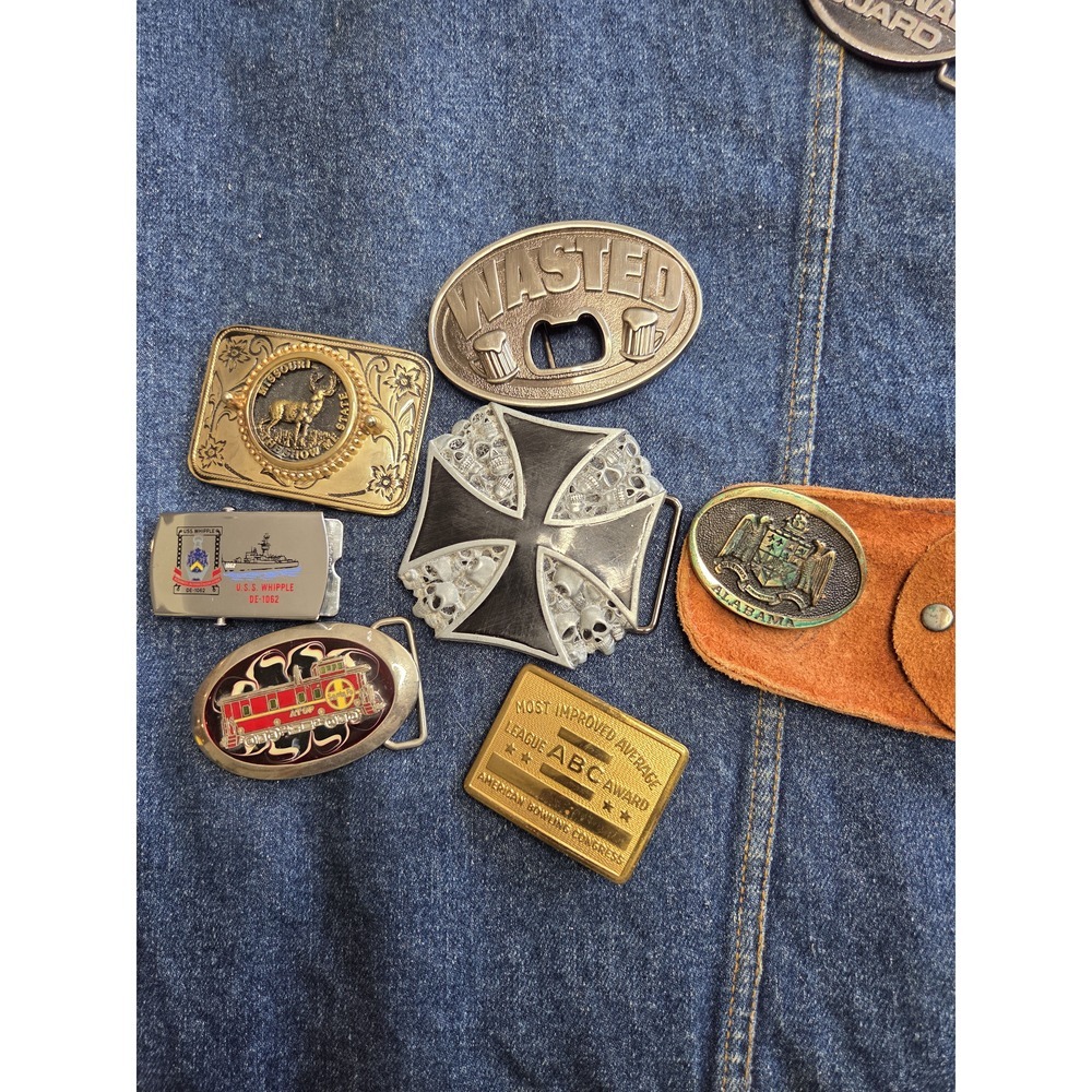Lot of 7 Vintage Belt Buckles - ABC Bowling Maltese Cross Fire Truck